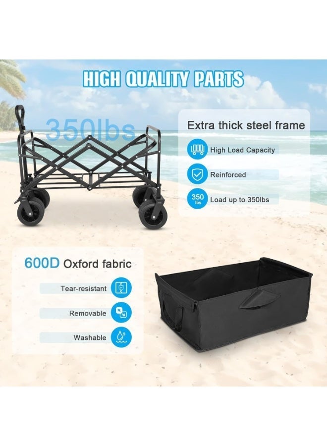 ZAICA Heavy-Duty Large Folding Wagon Cart with 360° All-Terrain Big Wheels, 300 kg Capacity, Adjustable Handle, Aluminum Alloy Frame – Portable Utility Trolley for Beach, Camping, Shopping, and Outdoor Use - Image 4